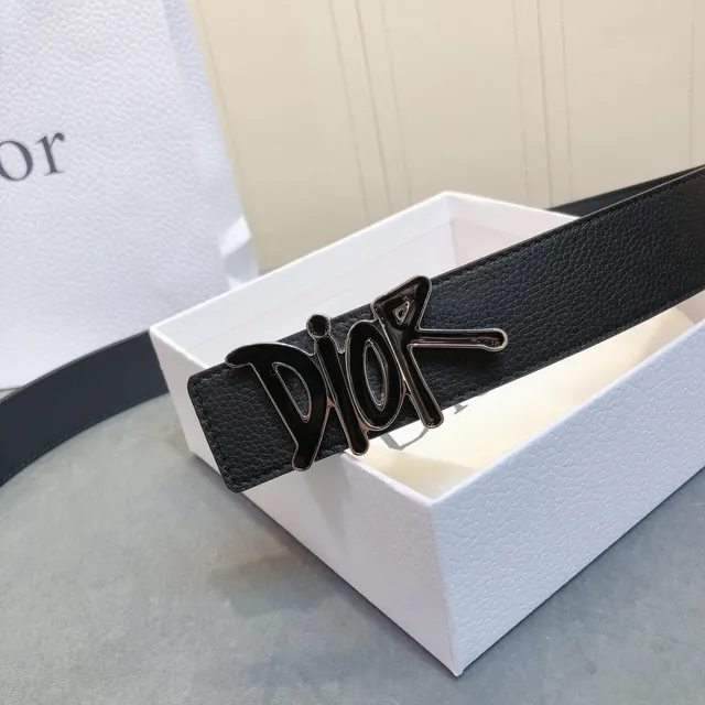 Dior Graffiti Logo Black Leather Belt 3