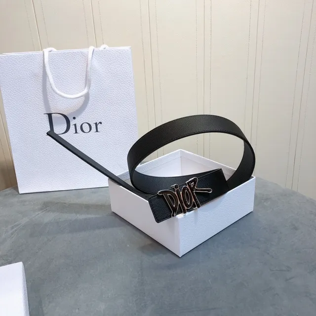 Dior Graffiti Logo Black Leather Belt 5