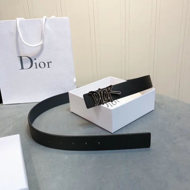 Dior Graffiti Logo Black Leather Belt 6