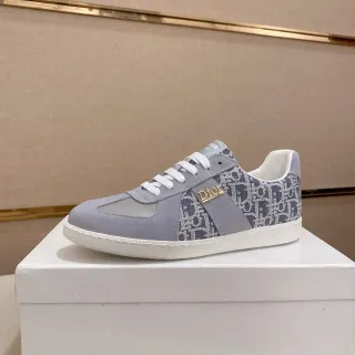 Dior Gray Blue Low-Top Suede And Monogram Textile Lifestyle Sneakers