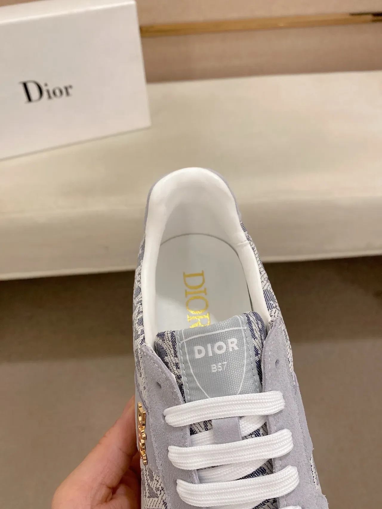 Dior Gray Blue Low-Top Suede And Monogram Textile Lifestyle Sneakers 4