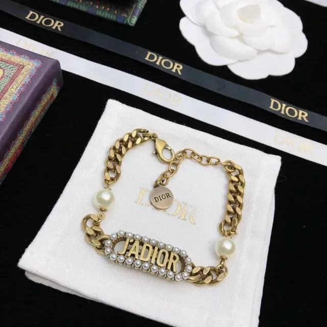 Dior J'adore Gold-Tone Chain Pearl Bracelet 2