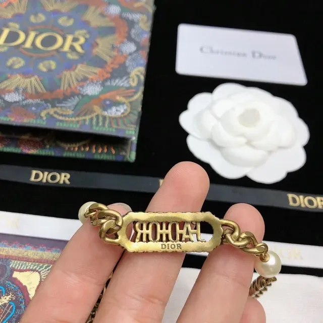Dior J'adore Gold-Tone Chain Pearl Bracelet 5