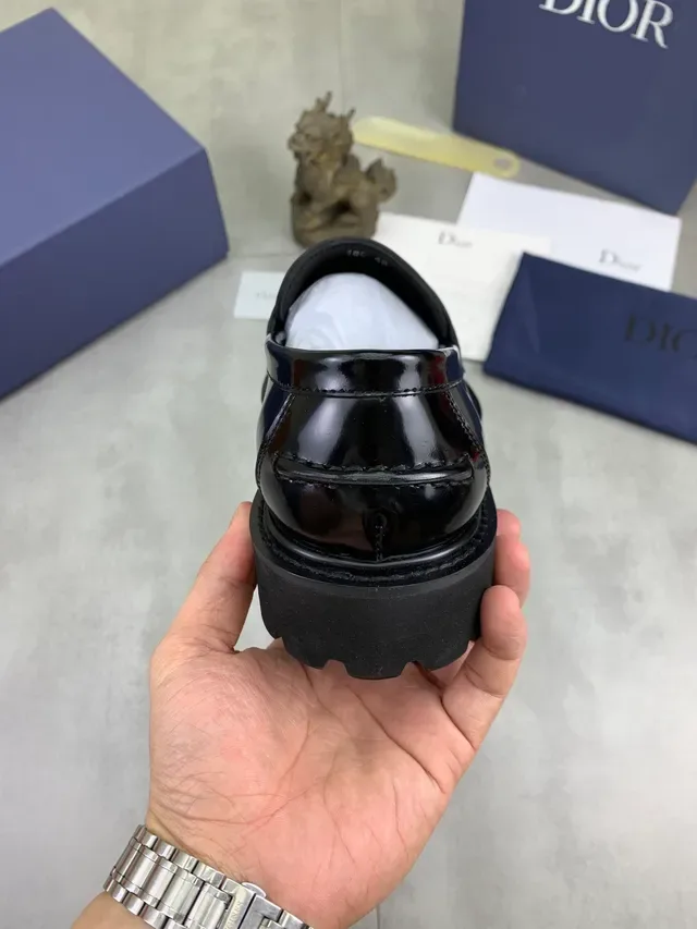 Dior Loafer Black Glossy Patent Leather Penny Strap Loafer 3