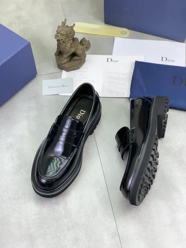 Dior Loafer Black Glossy Patent Leather Penny Strap Loafer 5