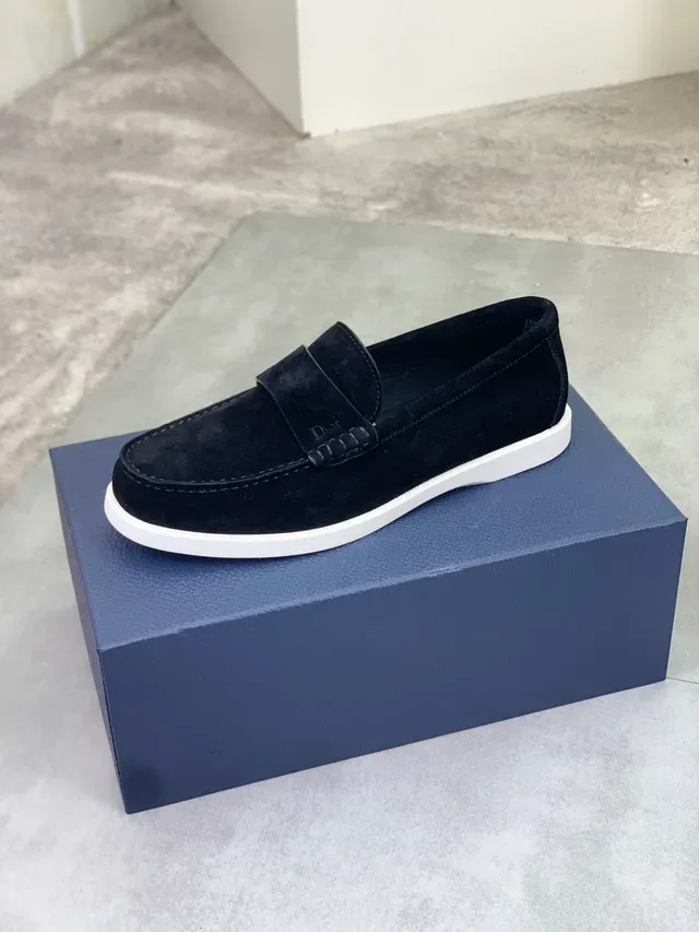 Dior Loafer Black White Suede Upper Penny Strap Loafer 4
