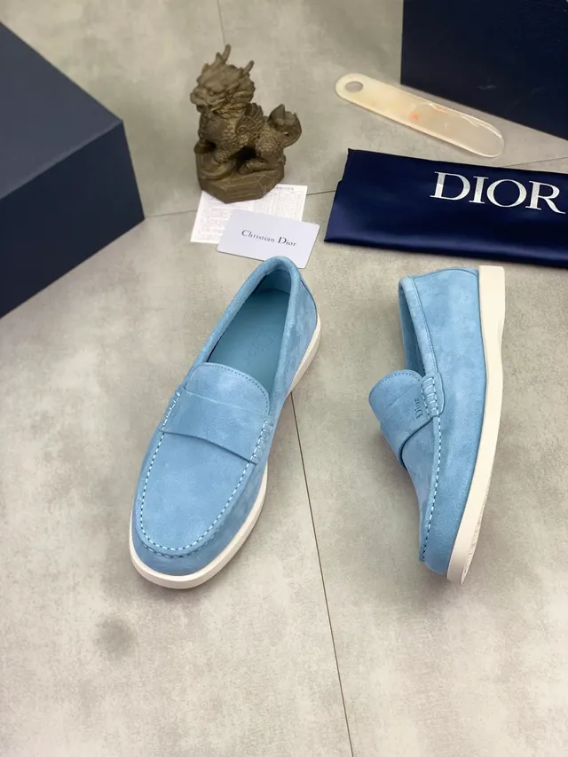 Dior Loafer Blue White Suede Upper Penny Strap Loafer 5