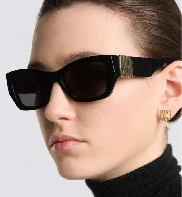 Dior 密斯迪奥 光泽黑 矩形 猫眼 太阳镜 2