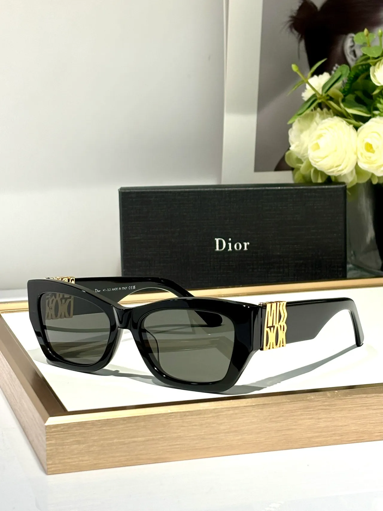 Dior 密斯迪奥 光泽黑 矩形 猫眼 太阳镜 5