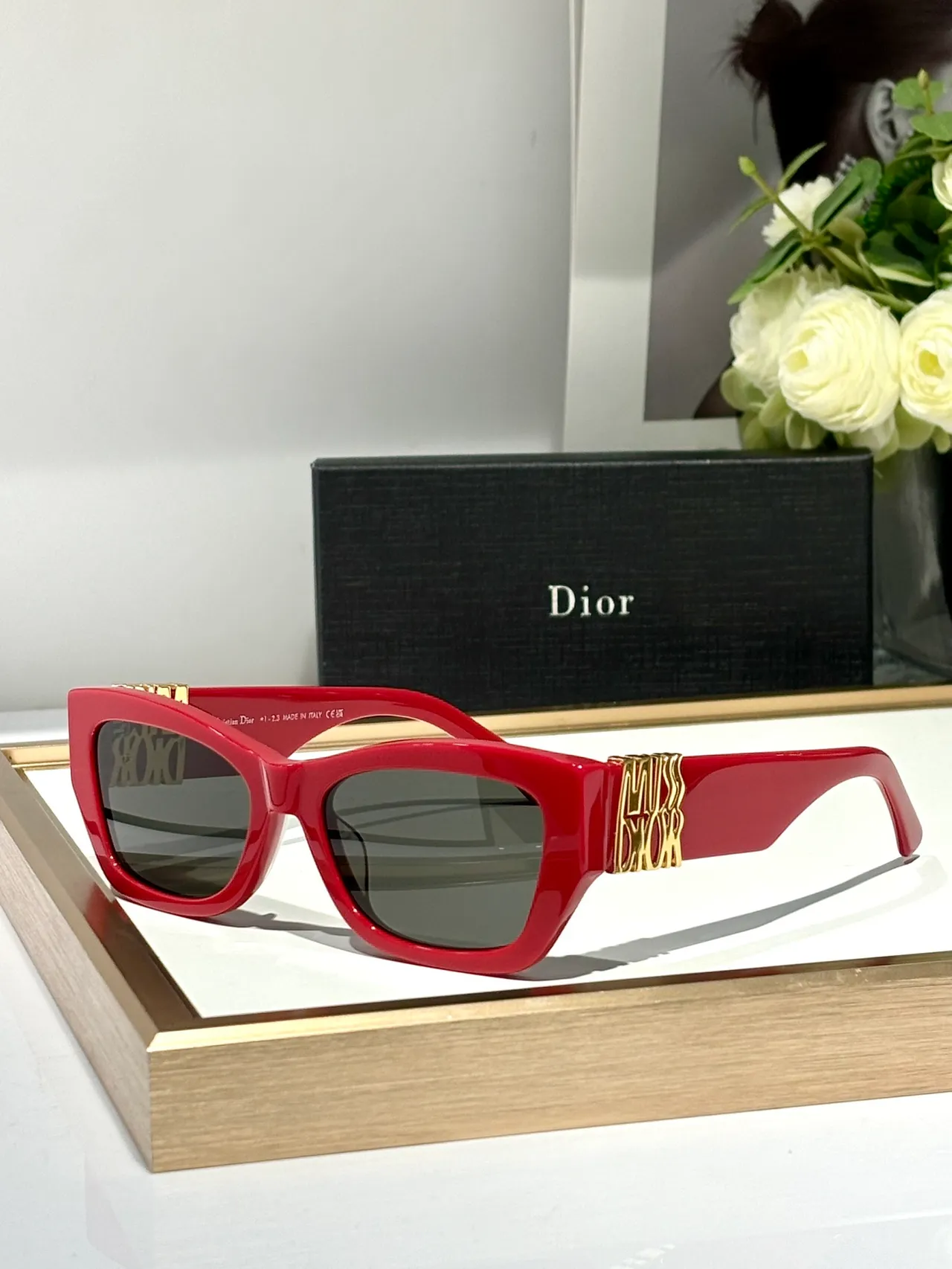 Dior 密斯迪奥 光泽黑 矩形 猫眼 太阳镜 7