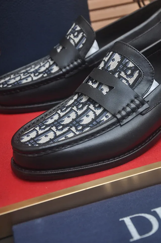 Dior Monogrammed Black Leather Loafers 2