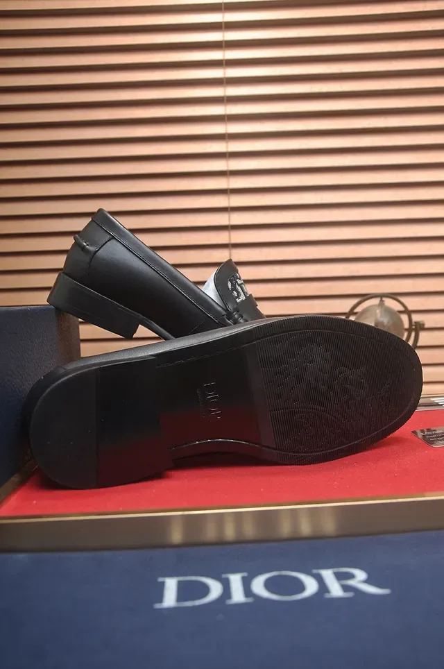Dior Monogrammed Black Leather Loafers 3