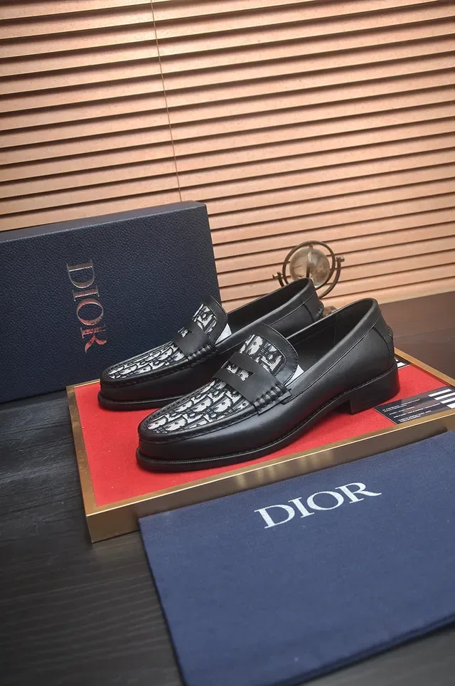 Dior Monogrammed Black Leather Loafers 4