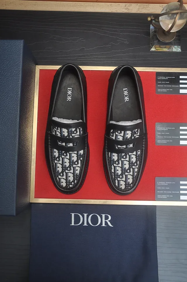 Dior Monogrammed Black Leather Loafers 5