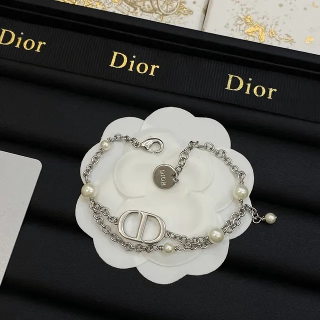 Dior Multi-Chain Pearl and CD Logo Necklace 2