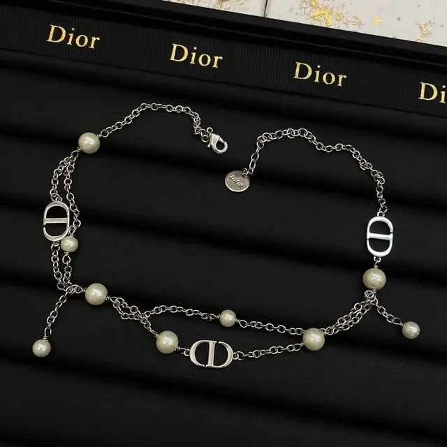 Dior Multi-Chain Pearl and CD Logo Necklace 3