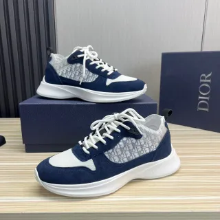 Dior Navy White Chunky Platform Sole Mixed Suede And Mesh Lifestyle Sneakers