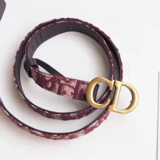 Dior Oblique Monogram Burgundy and Black Leather Belt