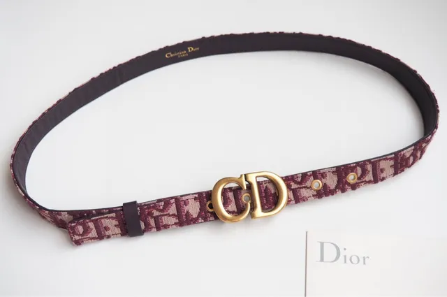 Cinto de couro Dior Oblique Monogram burdeos e preto 3