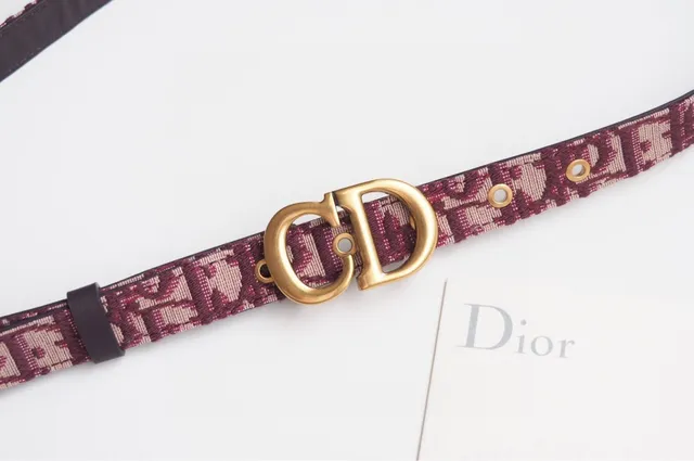 Cinto de couro Dior Oblique Monogram burdeos e preto 4