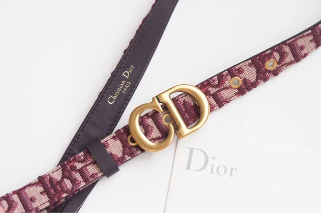 Cinto de couro Dior Oblique Monogram burdeos e preto 6