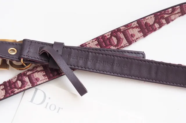 Cinto de couro Dior Oblique Monogram burdeos e preto 7