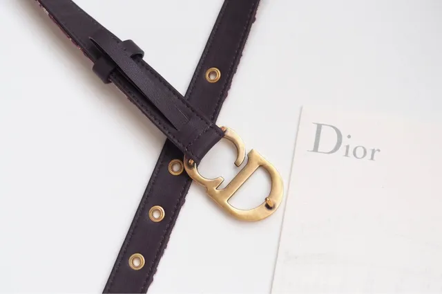 Cinto de couro Dior Oblique Monogram burdeos e preto 9