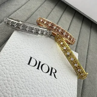 Dior Pulseras Brazalete de Cristal con Diseño Ornado Lattice Pavé
