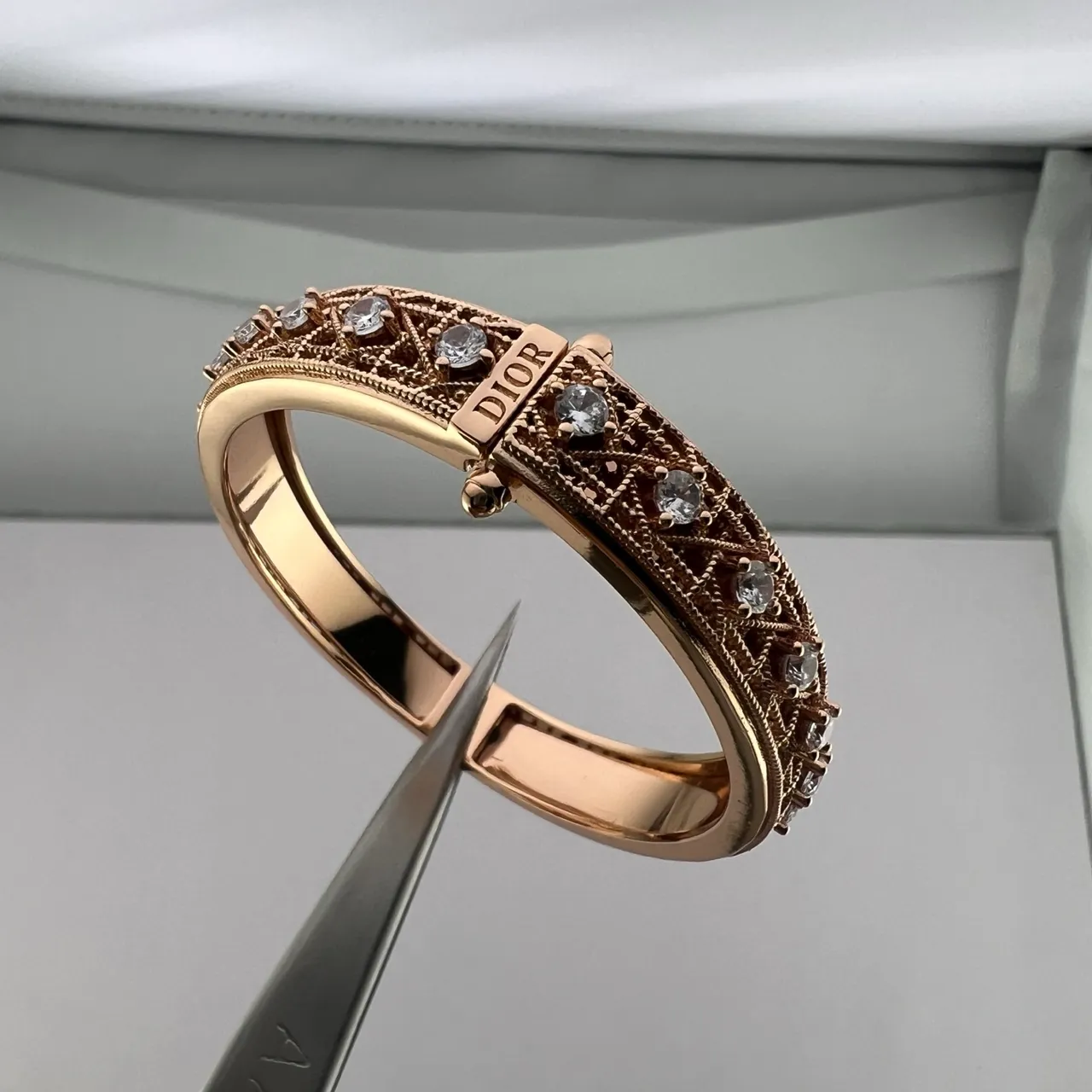 Dior Ornate Lattice Pavé Crystal Bangle Bracelets 3