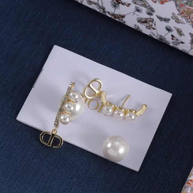 Dior Pearl and Crystal D-Logo Earrings 4