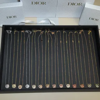 Dior Rose des Vents 金色 多彩 精致链条 星爆 罗盘 吊坠 项链