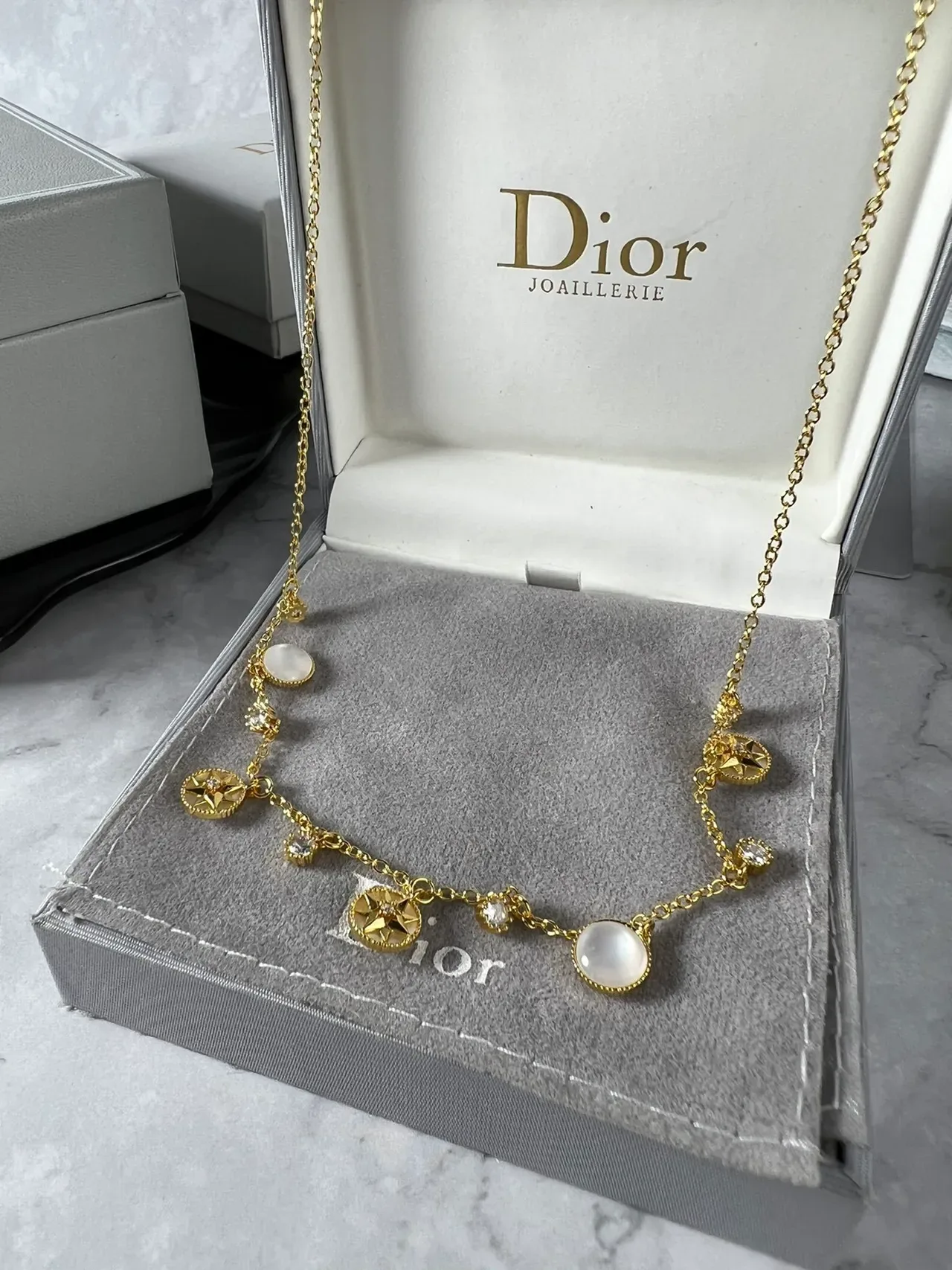 Dior Rose des Vents Chaîne Or et Argent Multi-Charm Collier 5