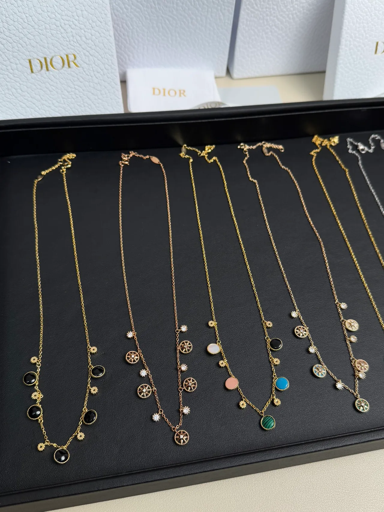 Dior Rose des Vents Gold Silver Fine Chain Compass-Star Pendants Necklace 3