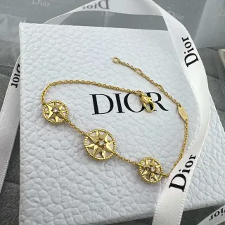 Dior Rose des Vents Three-Star Gold-Tone Crystal Bracelet