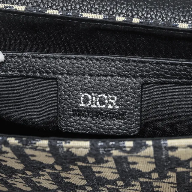 Dior Saddle Gray Black Monogram Canvas Pebbled Leather Flap Saddle Bag 2