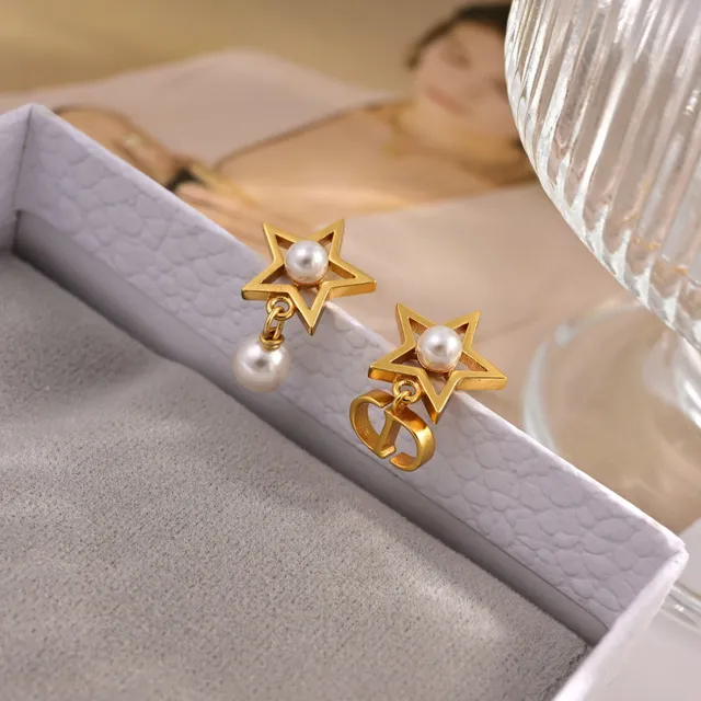 Dior Star Pearl Gold-Tone Earrings 2