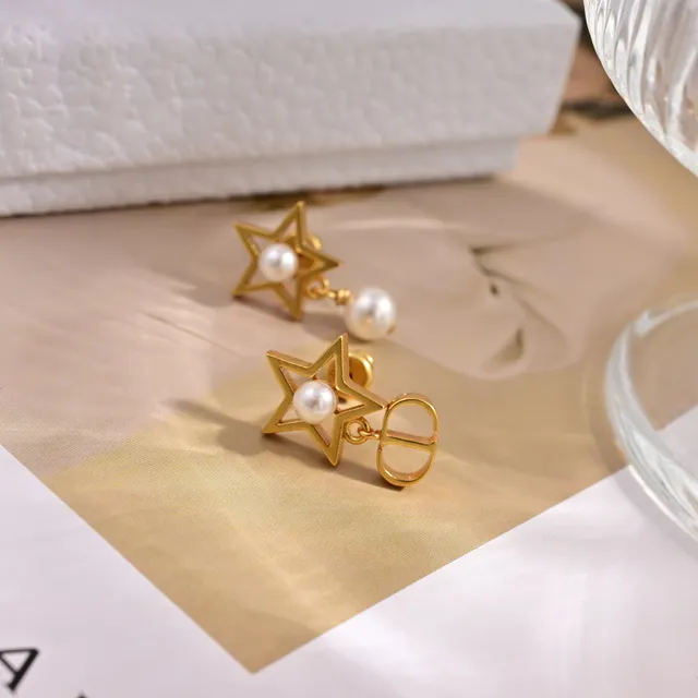 Dior Star Pearl Gold-Tone Earrings 4