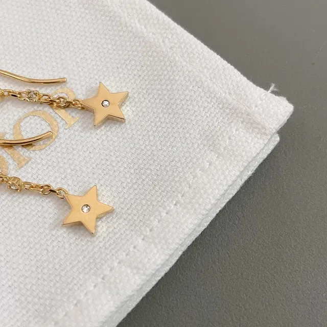 Dior Star-Shaped Crystal-Accented Gold-Tone Dangling Earrings 3