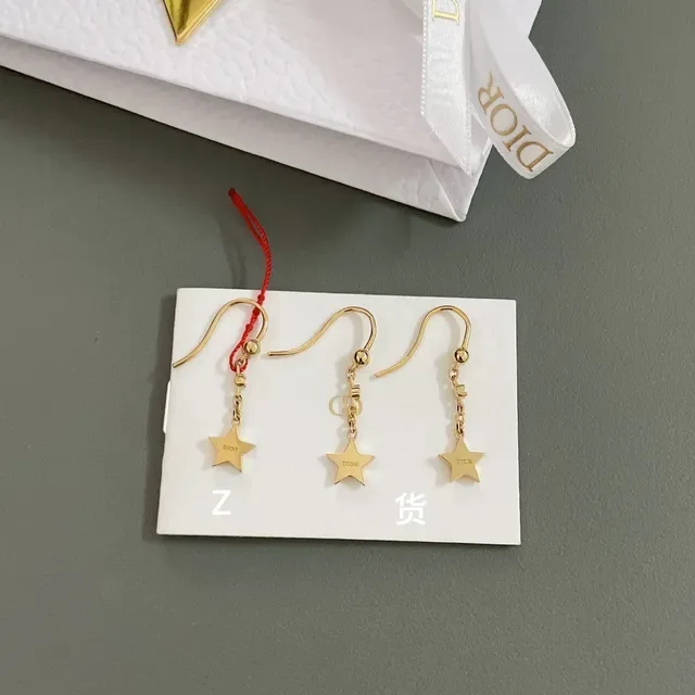 Dior Star-Shaped Crystal-Accented Gold-Tone Dangling Earrings 5