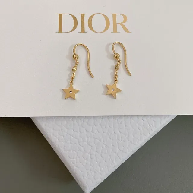Dior Star-Shaped Crystal-Accented Gold-Tone Dangling Earrings 9