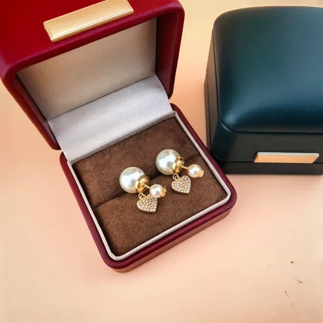 Dior Tribales Gold-Tone Pearl and Crystal Heart Earrings 2