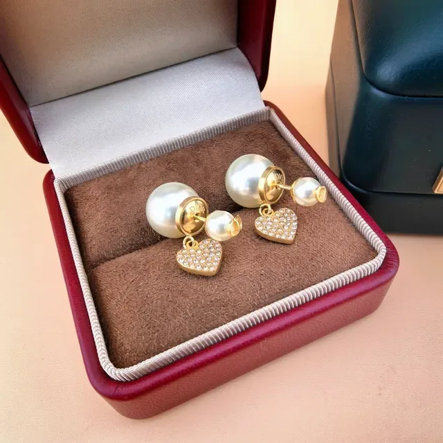 Dior Tribales Gold-Tone Pearl and Crystal Heart Earrings 5