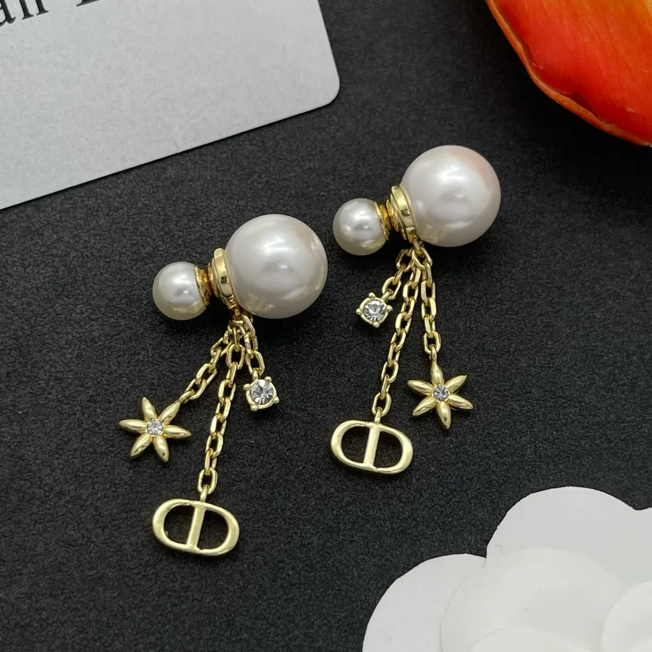 Dior Tribales Pearl and Gold-Tone D-Logo Triple-Drop Earrings 7