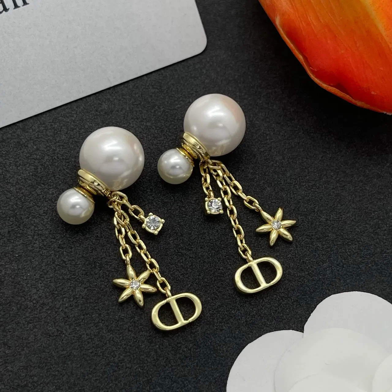 Dior Tribales Pearl and Gold-Tone D-Logo Triple-Drop Earrings 8