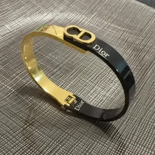 Dior Bracelet Émail de Deux Tons et Doré CD Logo