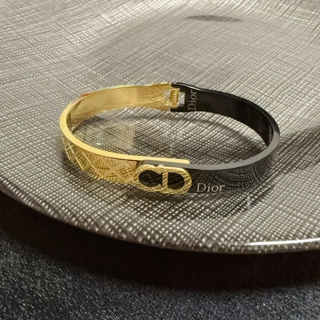 Dior Two-Tone Enamel and Gold-Tone CD Logo Bracelet 4
