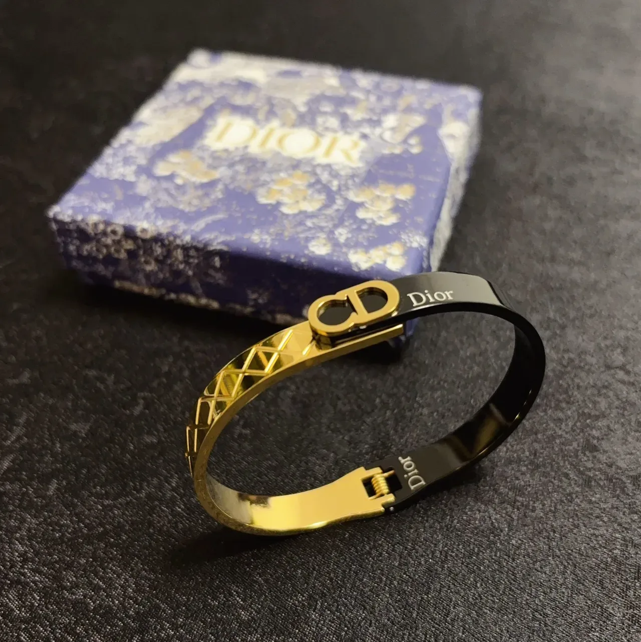 Dior Two-Tone Enamel and Gold-Tone CD Logo Bracelet 5