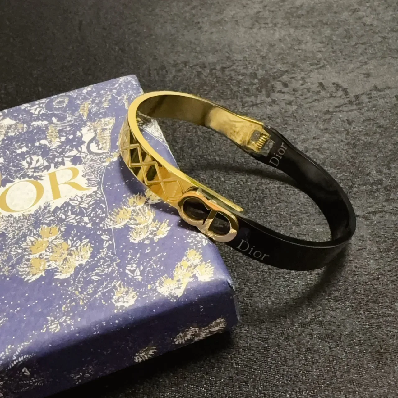 Dior Two-Tone Enamel and Gold-Tone CD Logo Bracelet 6