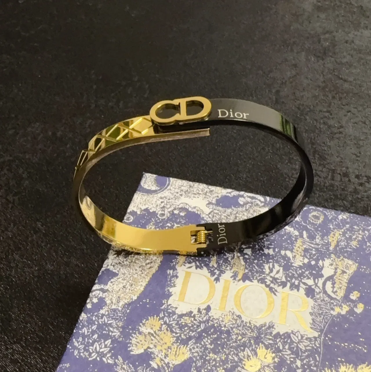 Dior Two-Tone Enamel and Gold-Tone CD Logo Bracelet 7