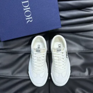 Dior White Beige Low-Top Two-Tone Lifestyle Sneakers
